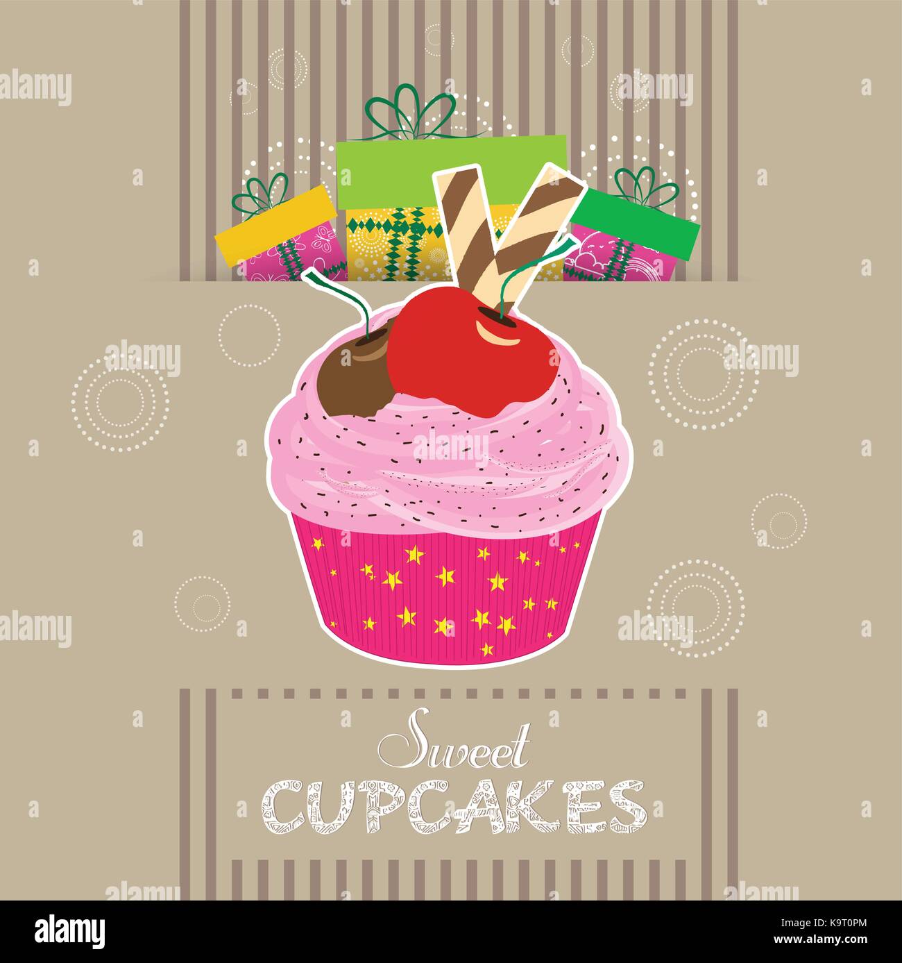 Vintage invitation card with pink cream cake Stock Vector Image & Art ...