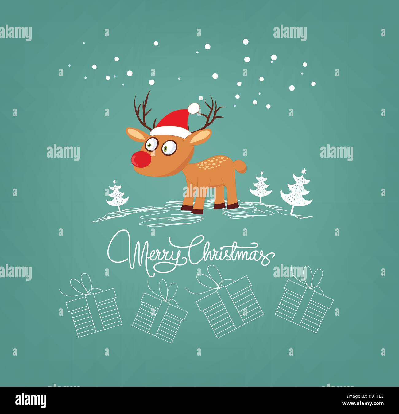 Merry christmas card with deer and gift Stock Vector Image & Art - Alamy