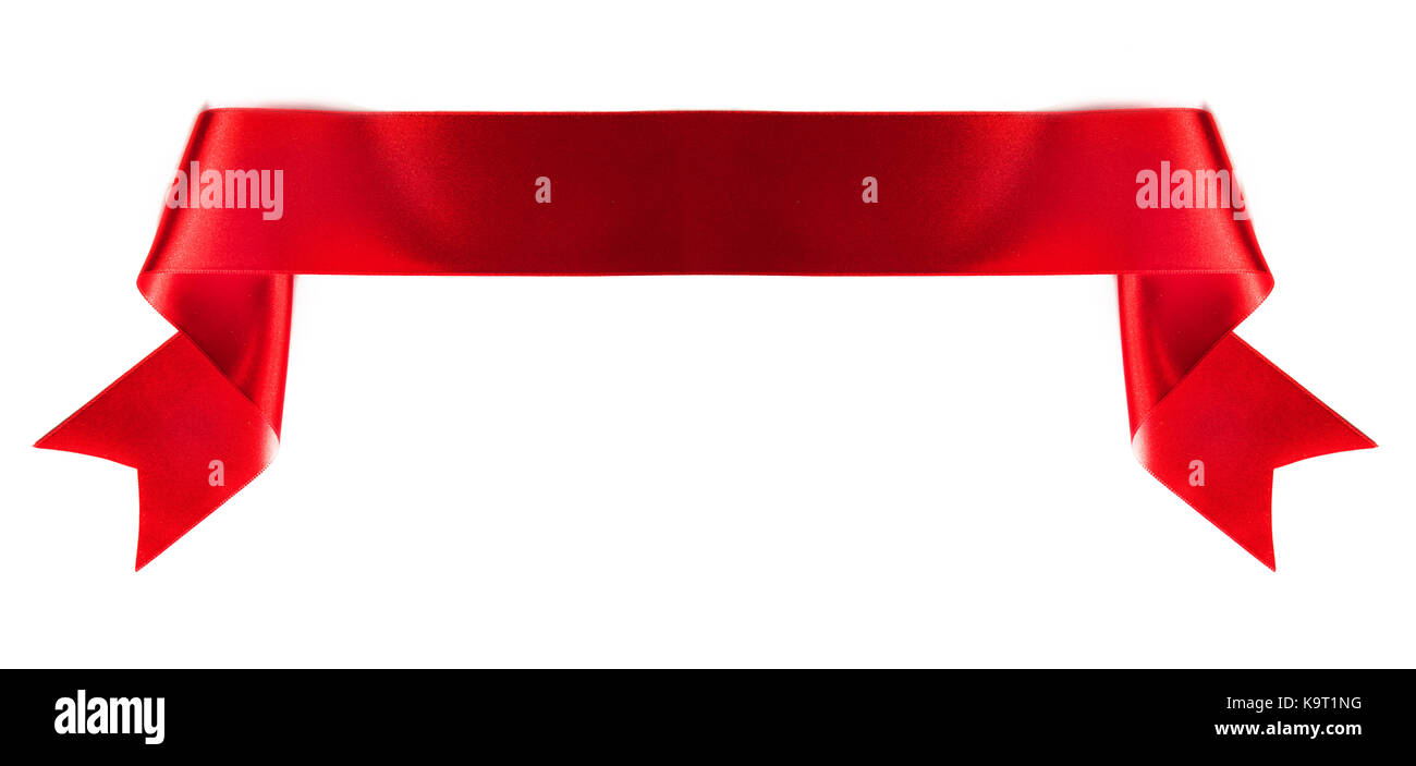 Red banner ribbon isolated on white background Stock Photo - Alamy