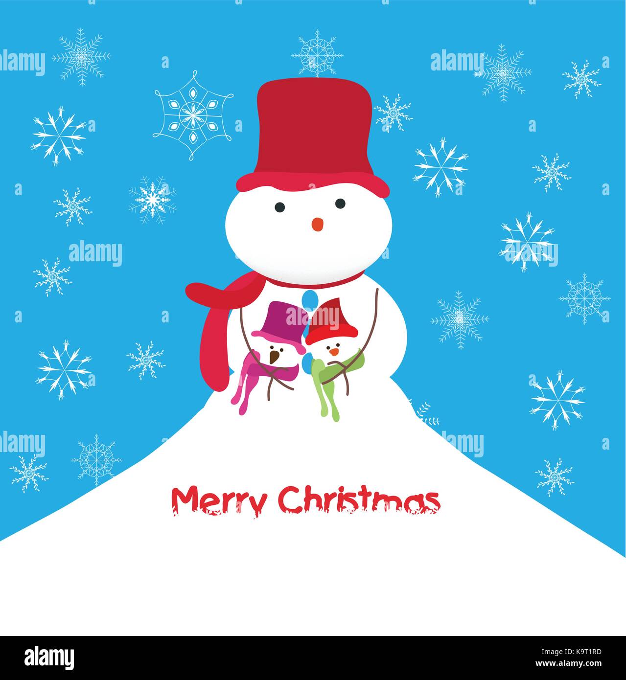 Merry christmas greeting card with family snowmans Stock Vector Image ...