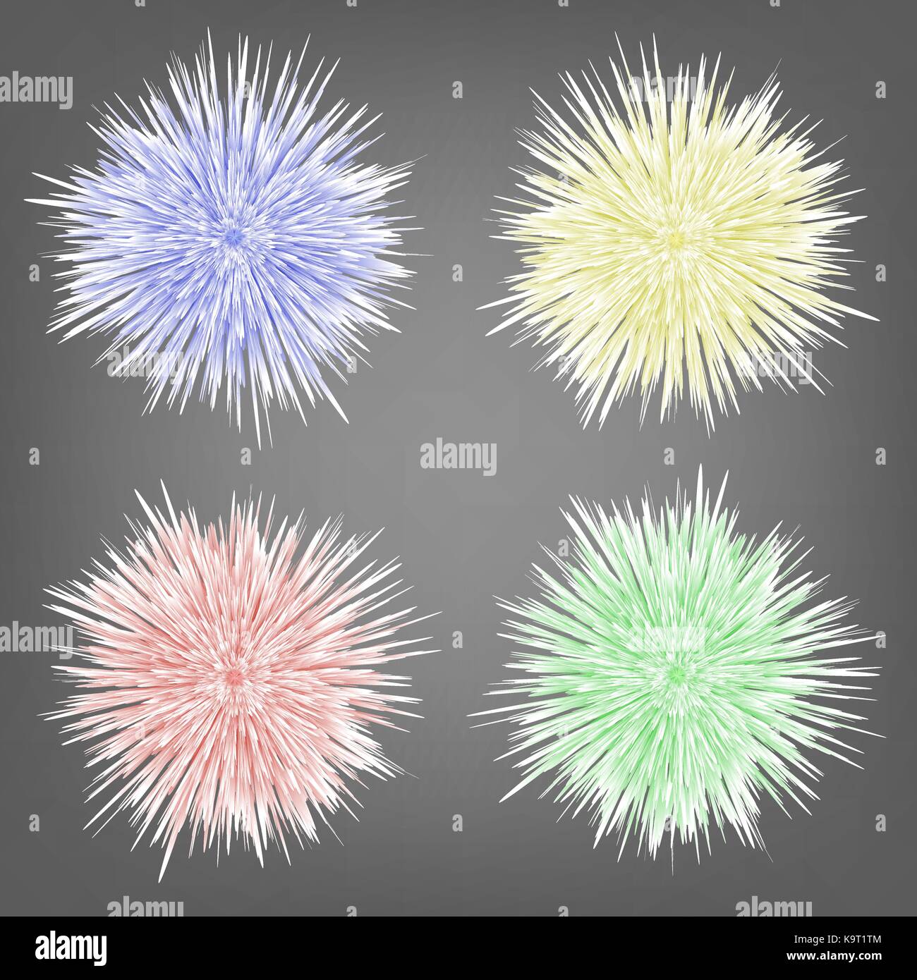 Set of Different Colorful Fur Spheres Background Stock Vector