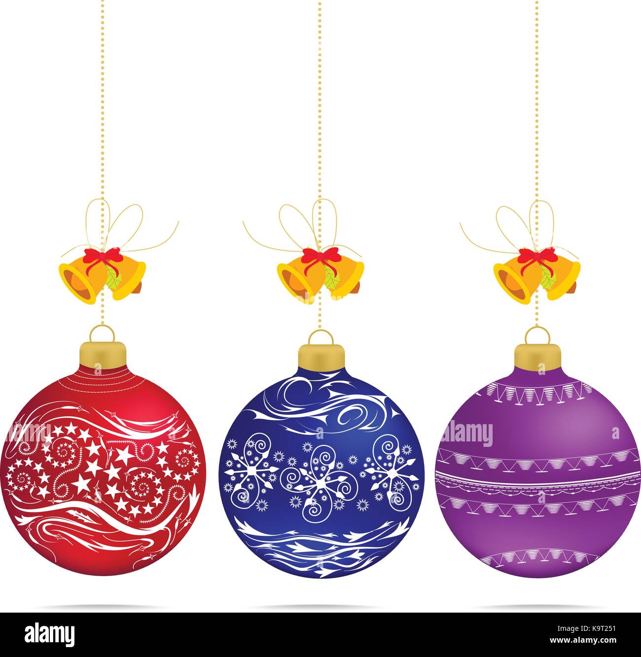 Christmas multicolor balls with bows isolated Stock Vector Image & Art ...