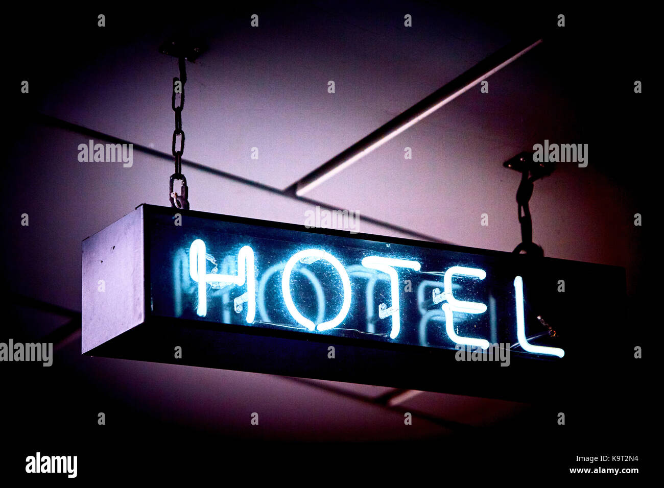 A neon sign outside a hotel Stock Photo Alamy