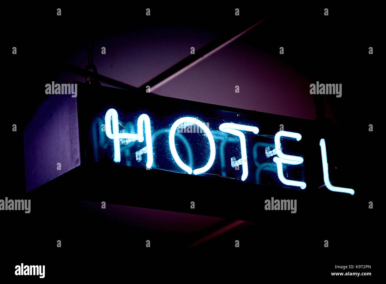 A neon sign outside a hotel Stock Photo Alamy