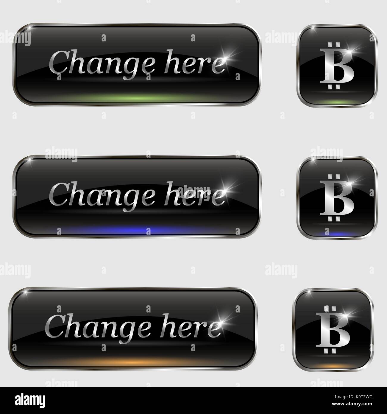 Button One Bit The vector set of buttons.With bit coin and text change here Stock ...