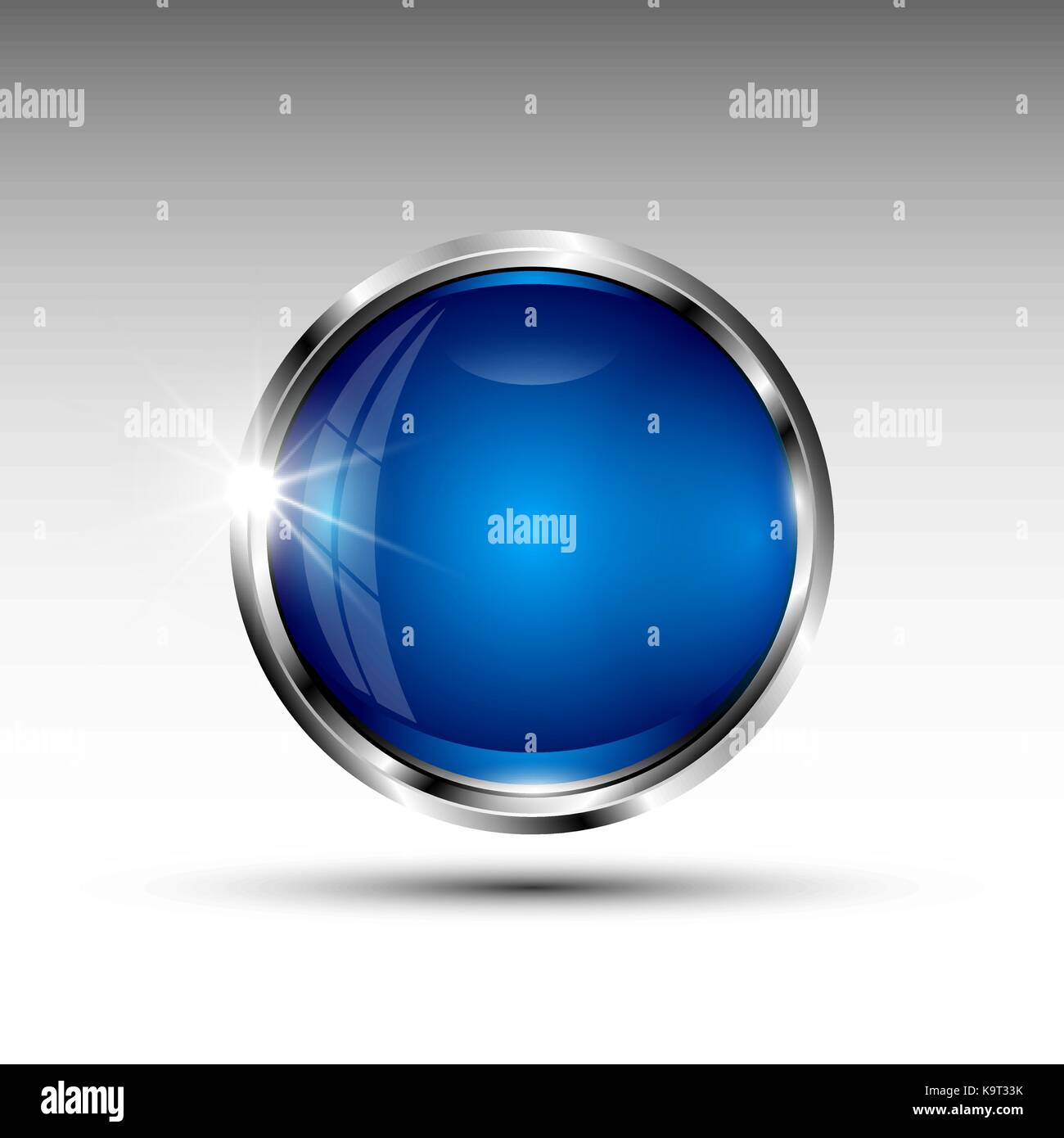 The vector isolated round button in a metal frame Stock Vector Image ...