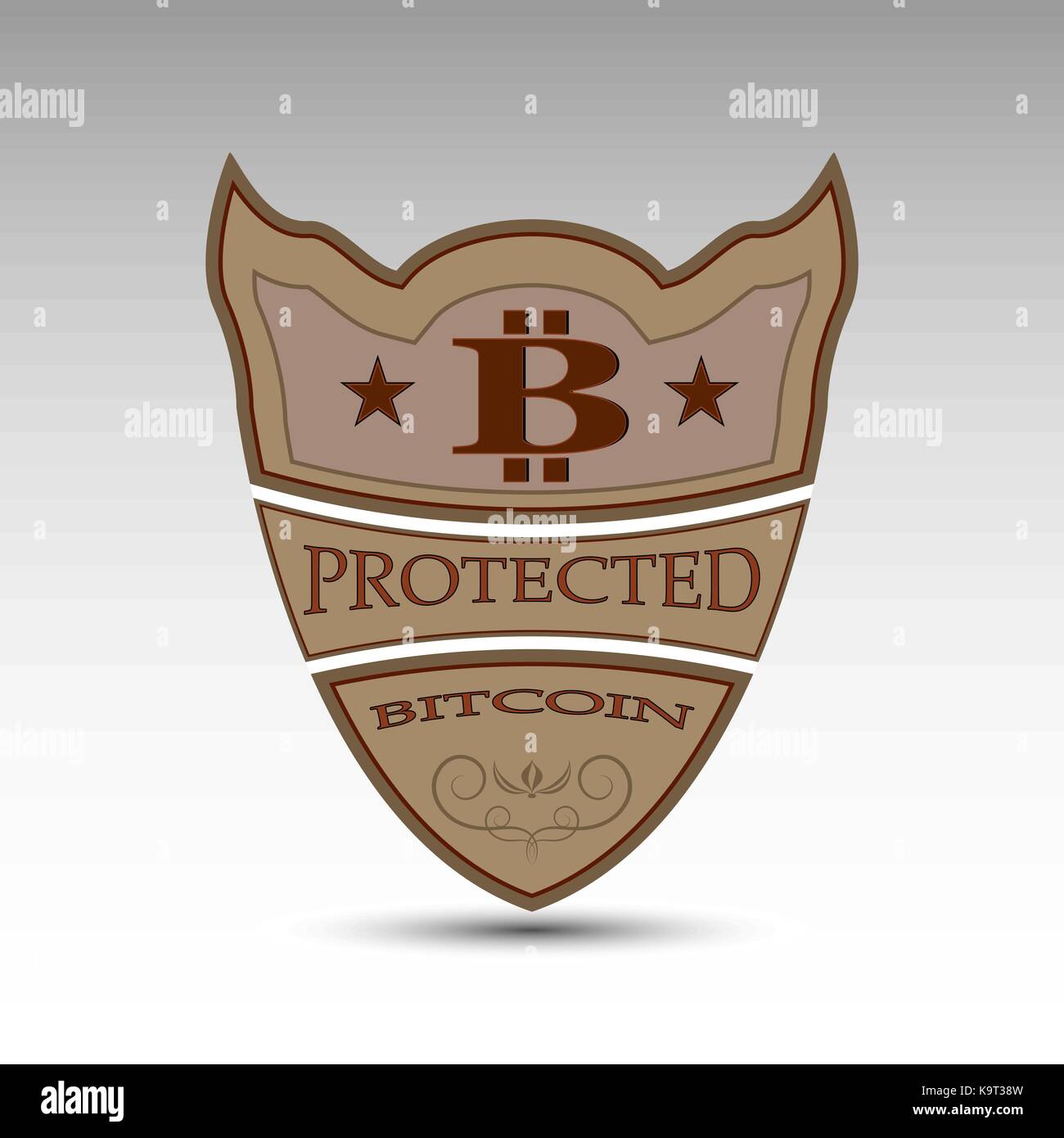 The vector shield with bitcoin symbol.Flat design Stock Vector Image ...