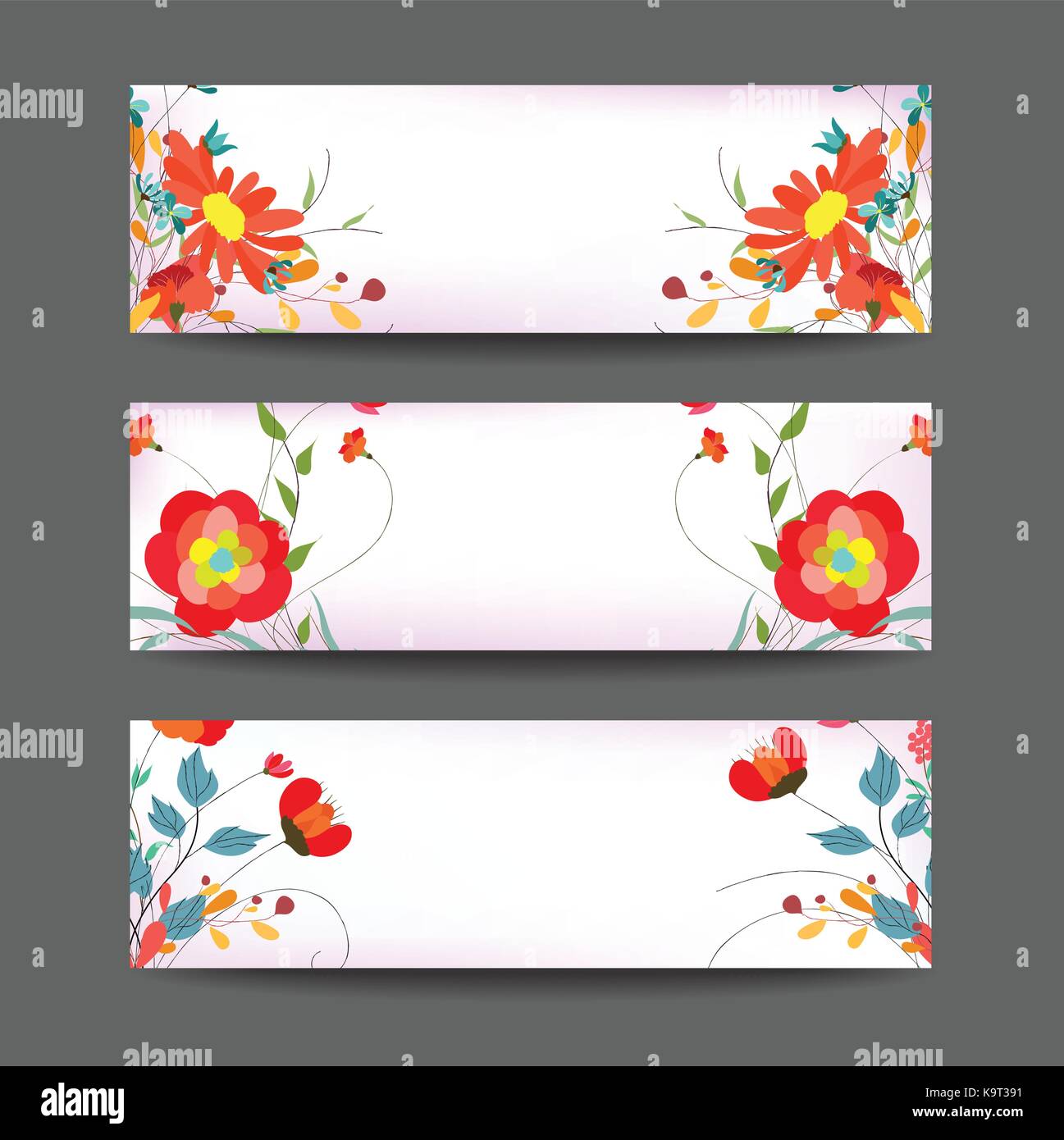 Set of three nature vector banners with floral element Stock Vector ...