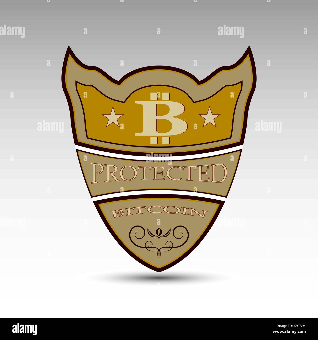 The vector shield with bitcoin symbol.Flat design Stock Vector Image ...