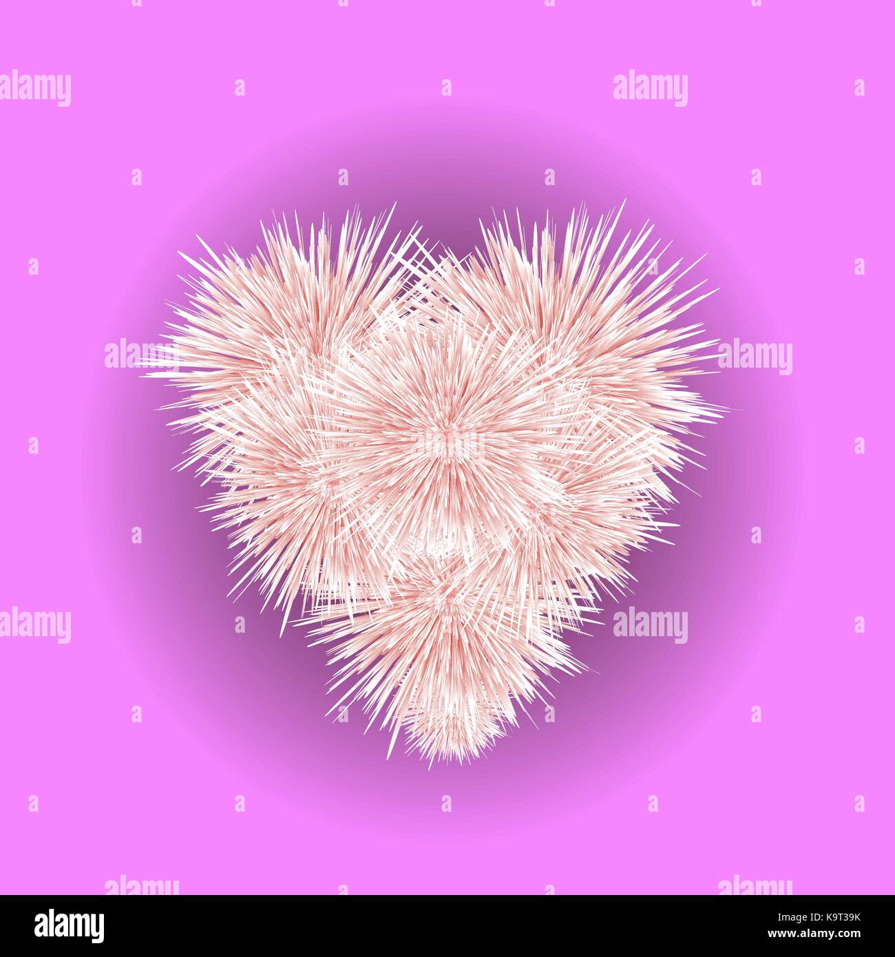 Fur Pink Heart Isolated Stock Vector