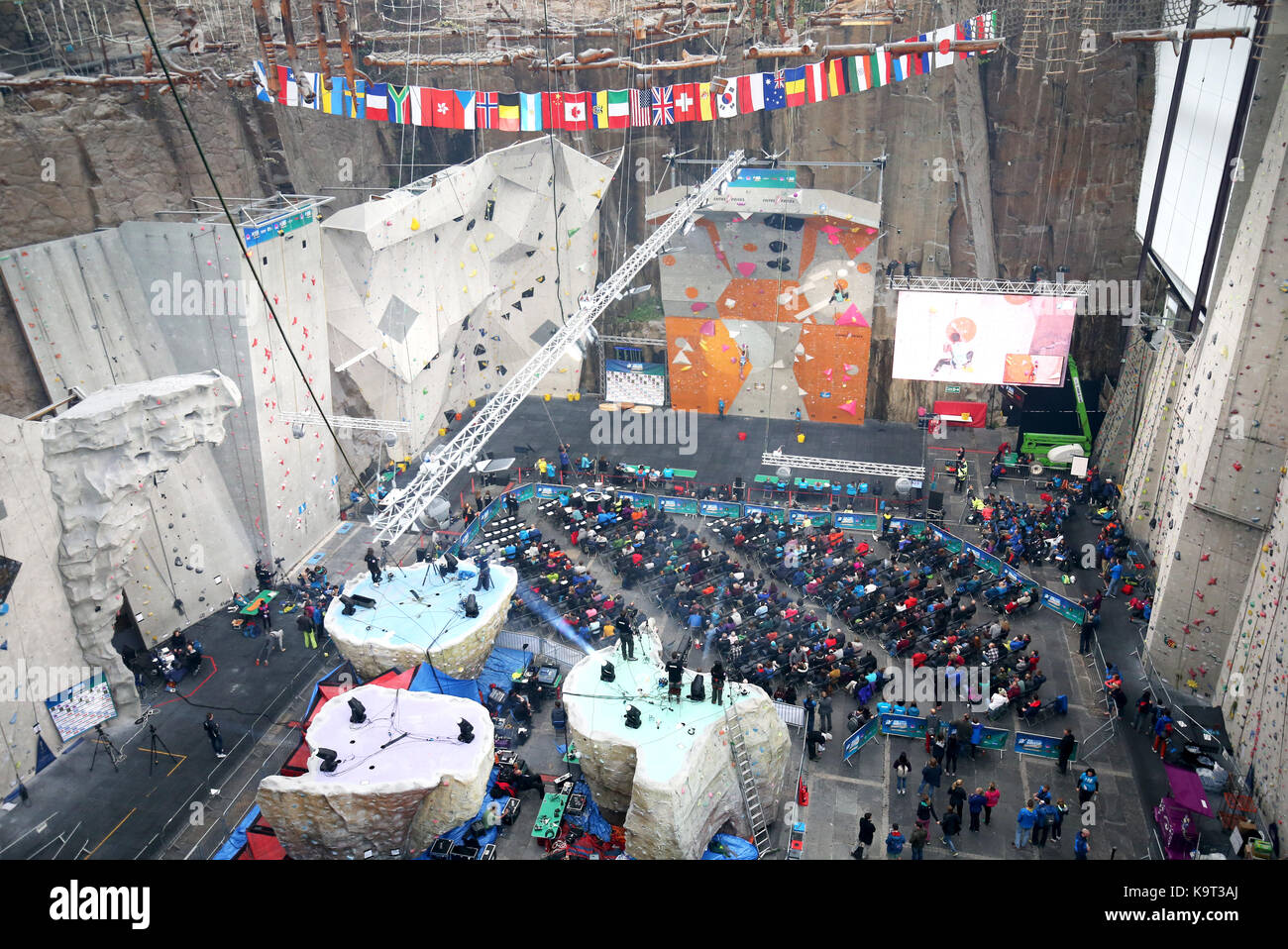A general view of the climbing arena during the IFSC Climbing World Cup