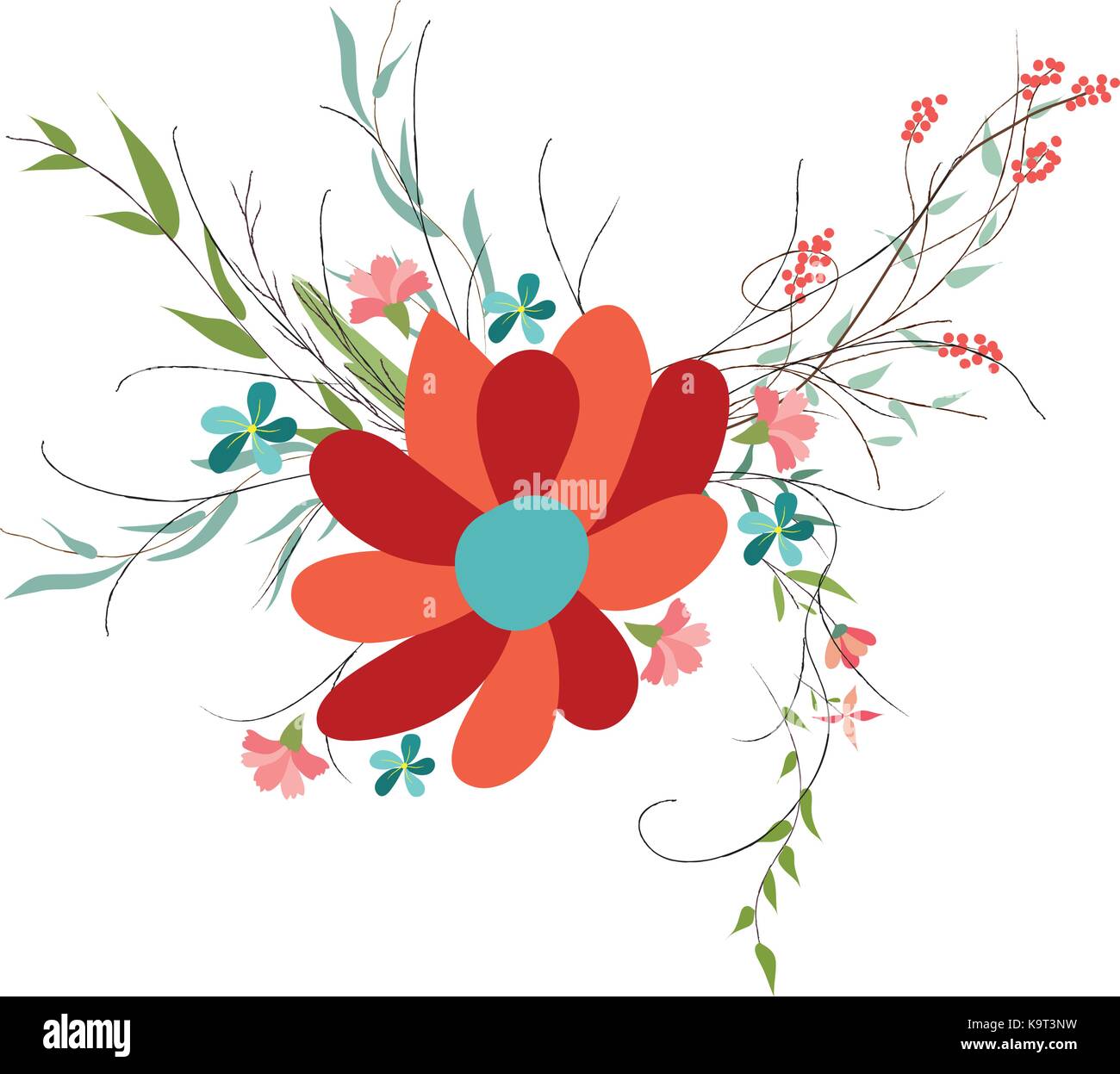 background with flowers in retro style Stock Vector Image & Art - Alamy