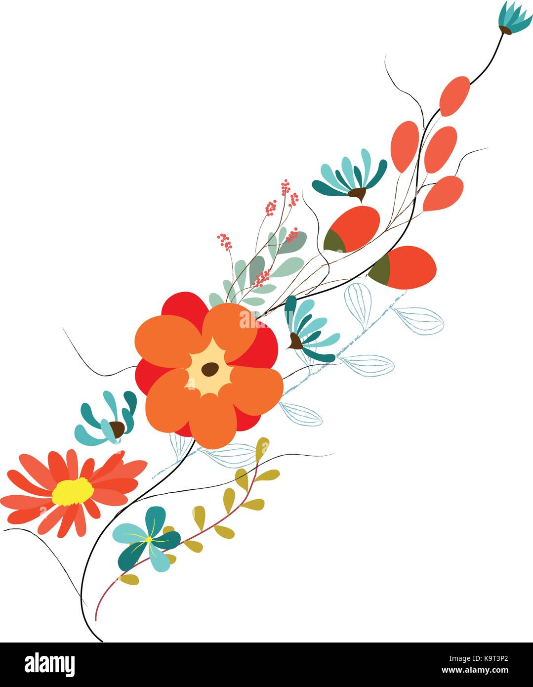 background with flowers in retro style Stock Vector Image & Art - Alamy