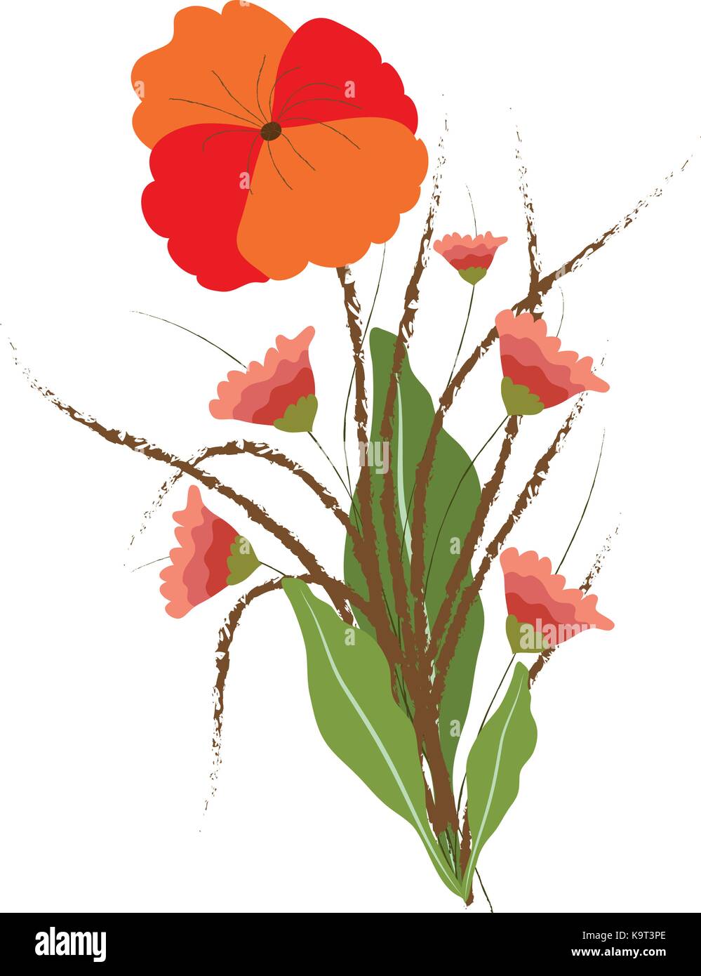 background with flowers in retro style Stock Vector Image & Art - Alamy