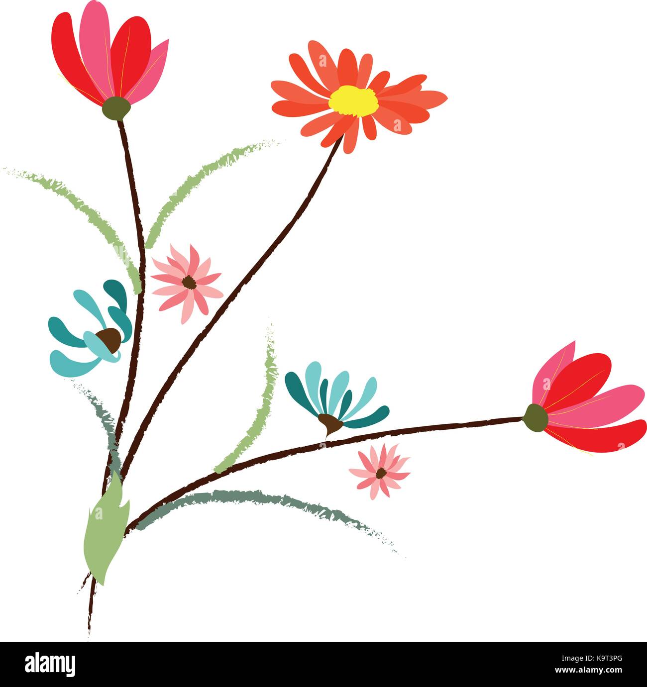 background with flowers in retro style Stock Vector Image & Art - Alamy