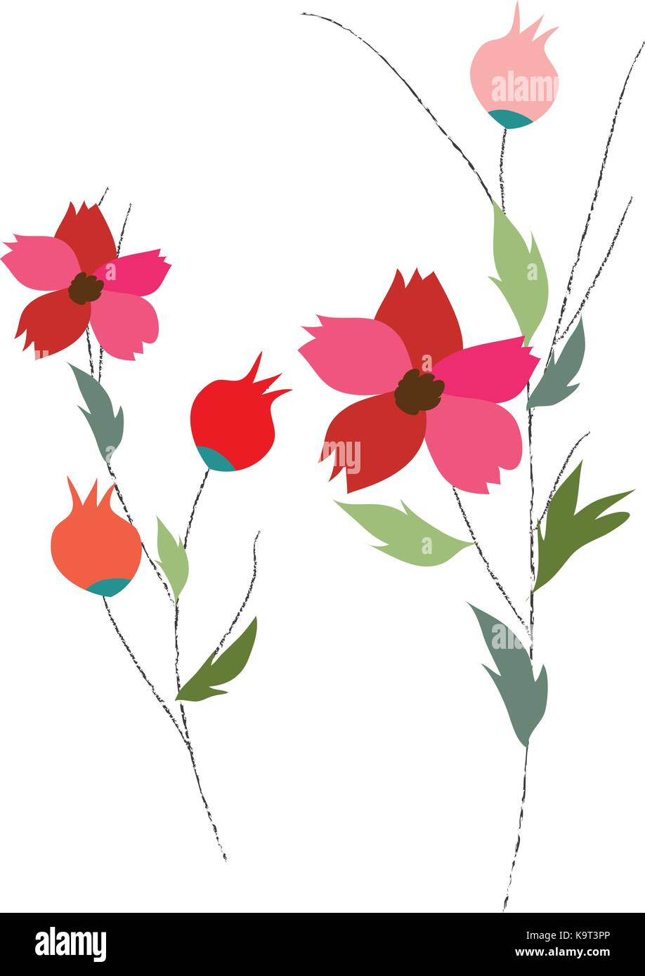background with flowers in retro style Stock Vector Image & Art - Alamy
