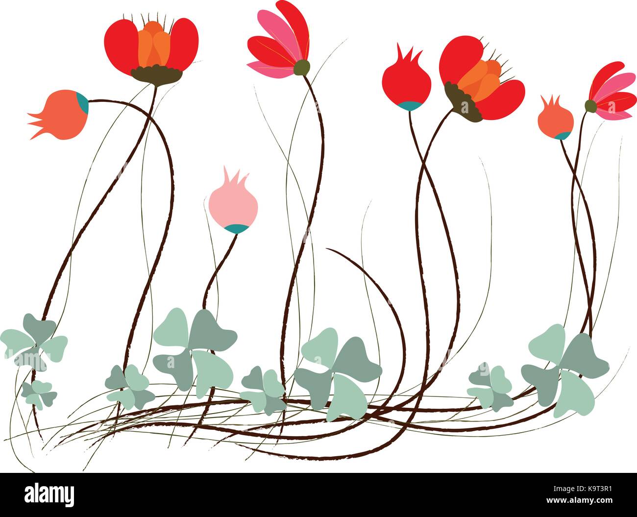 background with flowers in retro style Stock Vector Image & Art - Alamy