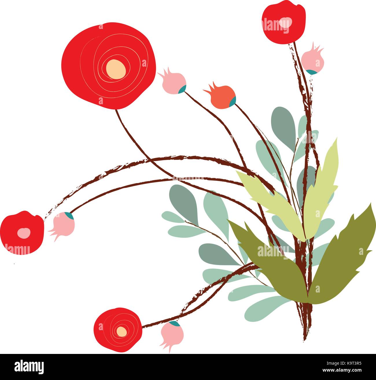 background with flowers in retro style Stock Vector Image & Art - Alamy