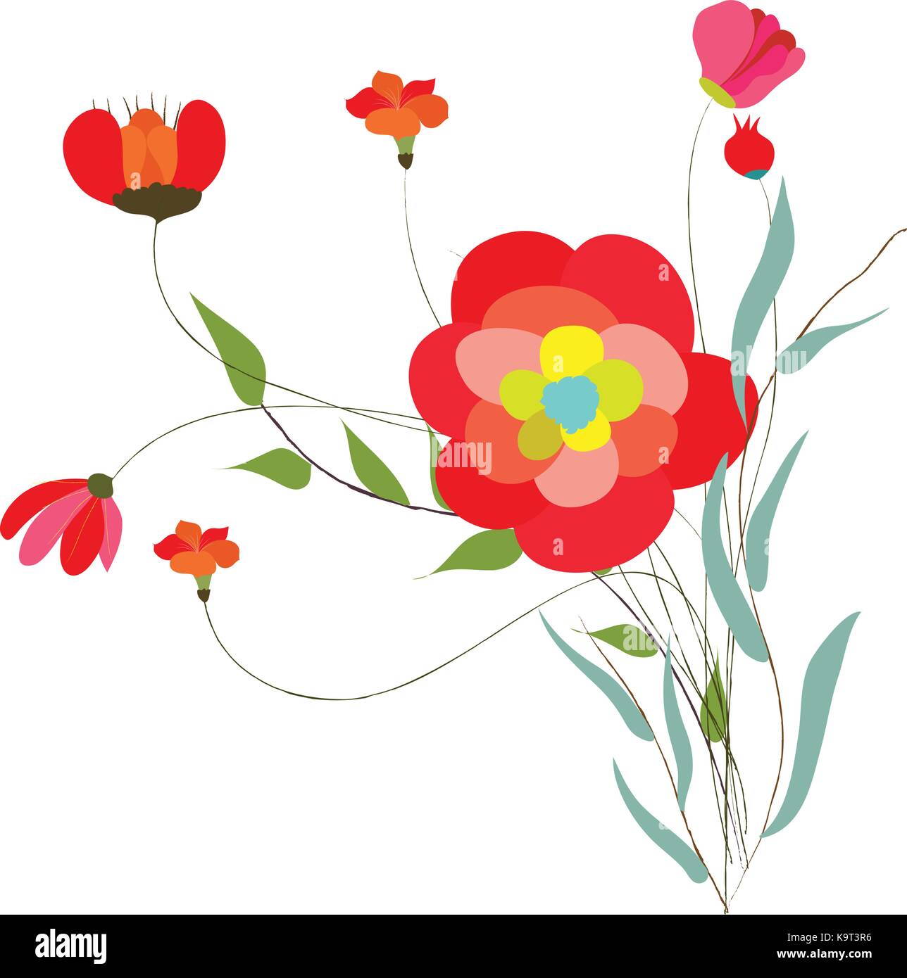 background with flowers in retro style Stock Vector Image & Art - Alamy