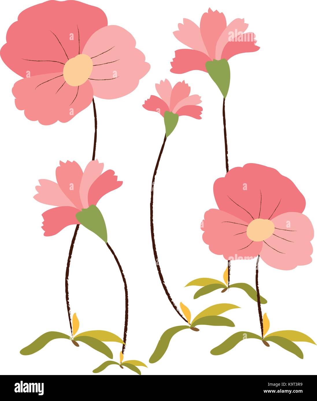 background with flowers in retro style Stock Vector Image & Art - Alamy