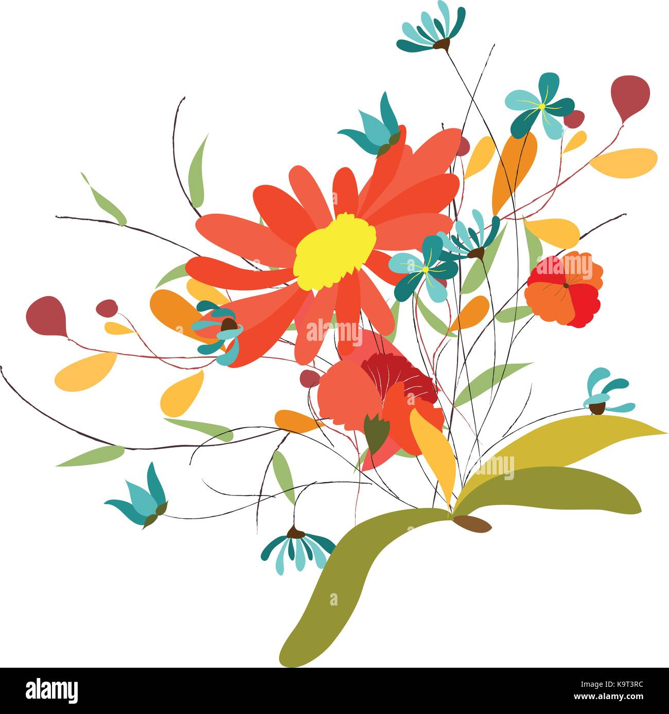 background with flowers in retro style Stock Vector Image & Art - Alamy
