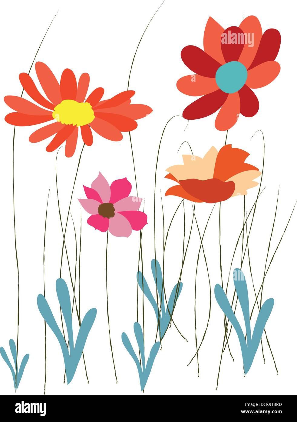 background with flowers in retro style Stock Vector Image & Art - Alamy