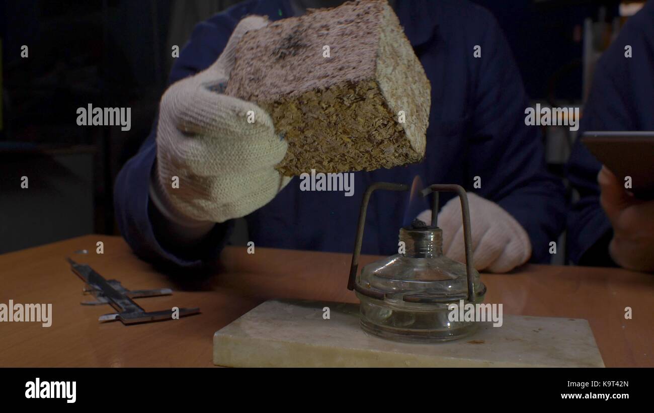 Chemical experiment with fire. experiment to determine the composition