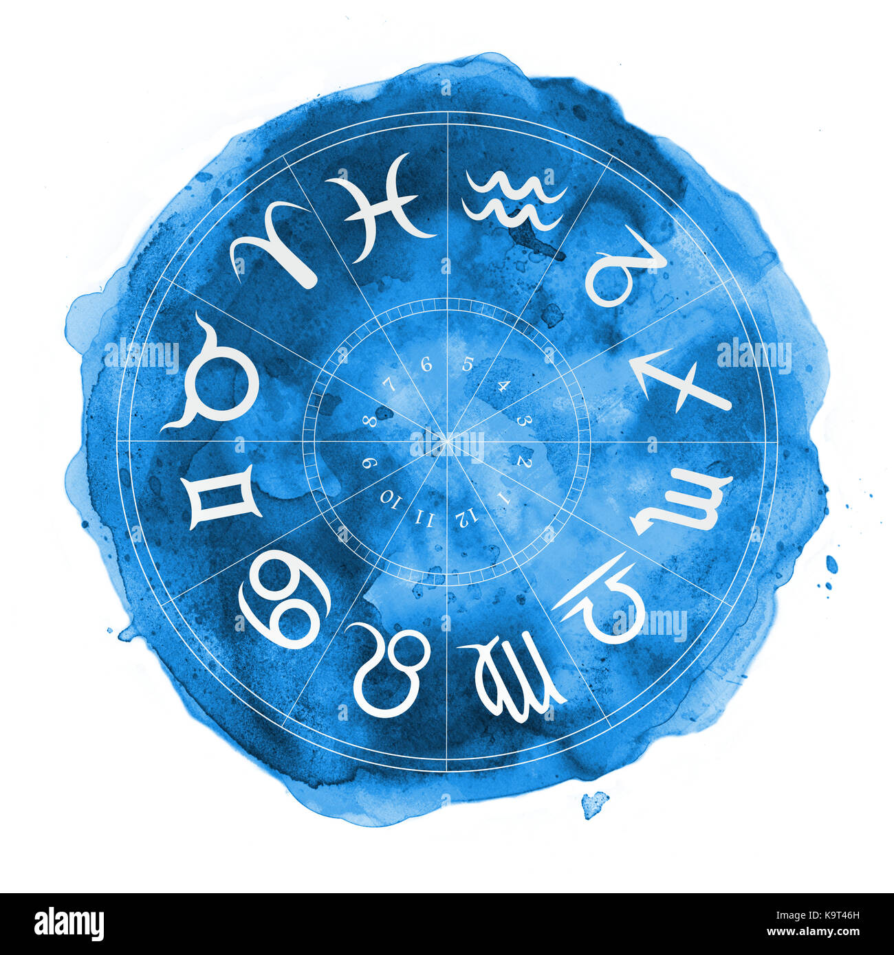 zodiac horoscope symbols watercolor illustration Stock Photo