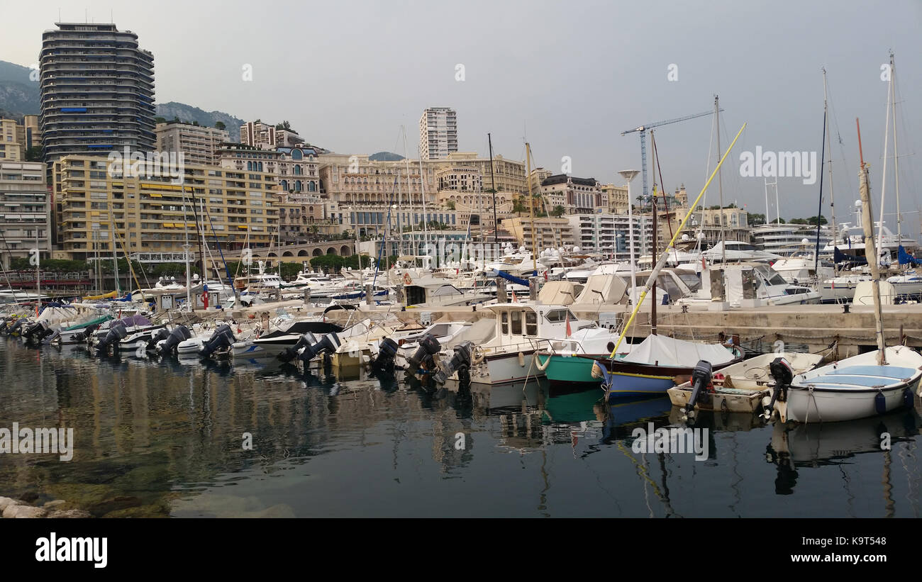 Many small boats in Port Hercule, Monaco Stock Photo
