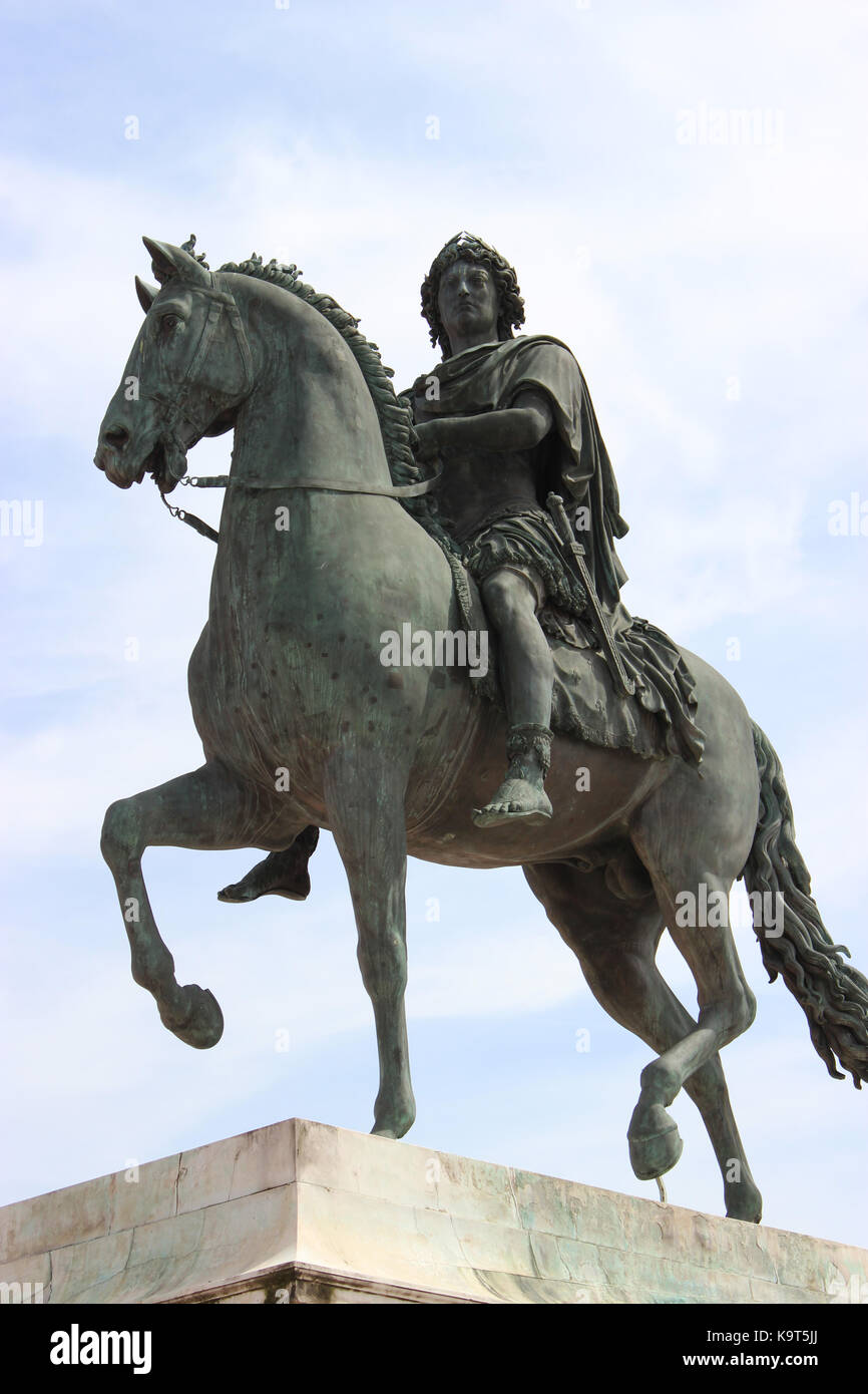 Bronze equestrian statue of Louis XIV Stock Photo