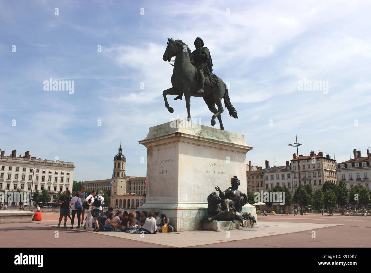Equestrian statue of Louis XIV on Place Bellecour, Lyon, France Stock Photo