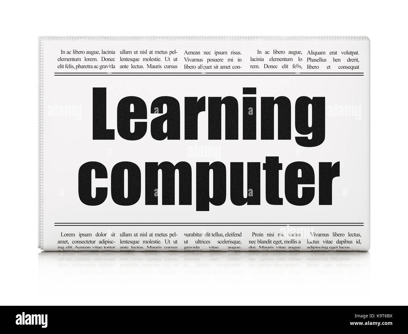 Studying concept: newspaper headline Learning Computer Stock Photo - Alamy