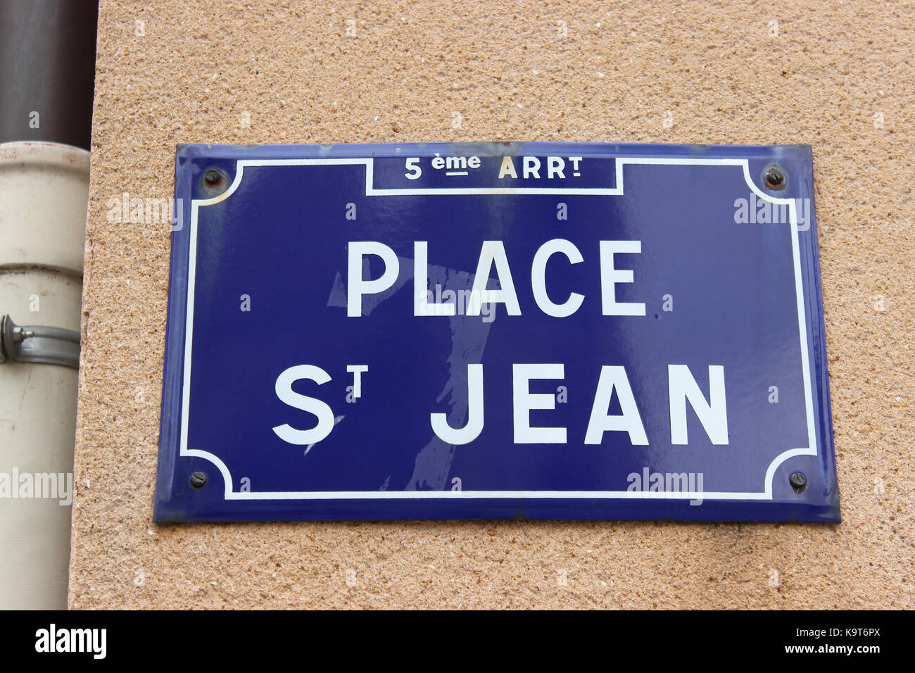 Place Saint Jean. Famous Place Sign in Lyon, France Stock Photo