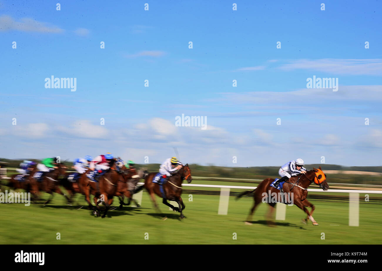 Tylery Wonder ridden by Leigh Roche (right) on the way to winning the Joe McGrath Handicap at Naas Racecourse. Stock Photo