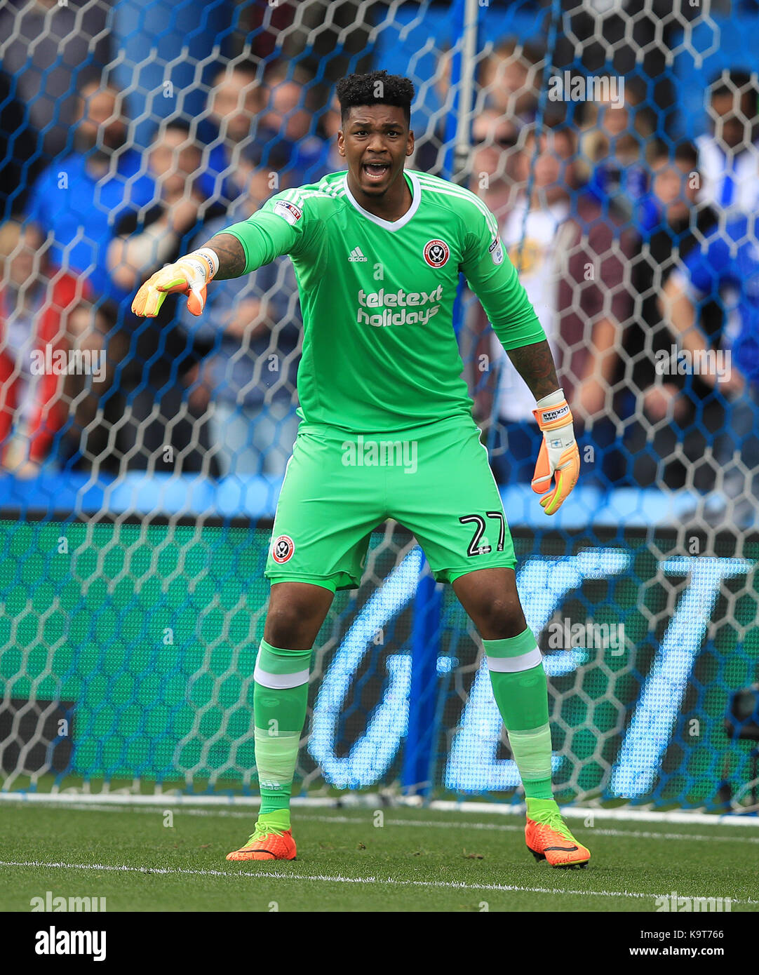 Sheffield United goalkeeper Jamal Blackman during the Sky Bet Championship match at Hillsborough, Sheffield. PRESS ASSOCIATION Photo. Picture date: Sunday September 24, 2017. See PA story SOCCER Sheff Wed. Photo credit should read: Mike Egerton/PA Wire. RESTRICTIONS: EDITORIAL USE ONLY No use with unauthorised audio, video, data, fixture lists, club/league logos or 'live' services. Online in-match use limited to 75 images, no video emulation. No use in betting, games or single club/league/player publications. Stock Photo