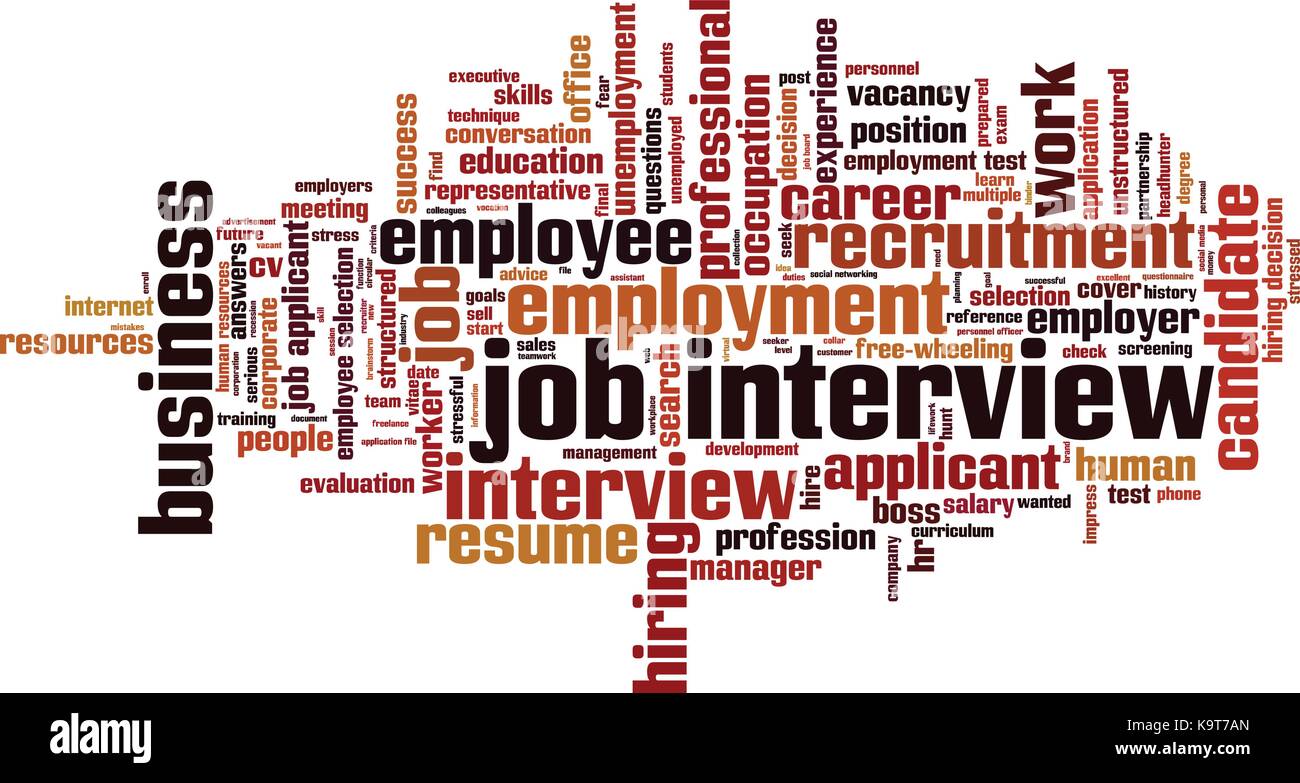 Job Interview Word Cloud Concept Vector Illustration Stock