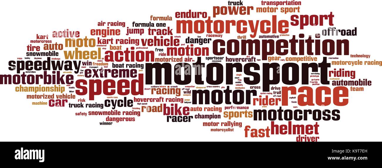 Motorsport word cloud concept. Vector illustration Stock Vector Image