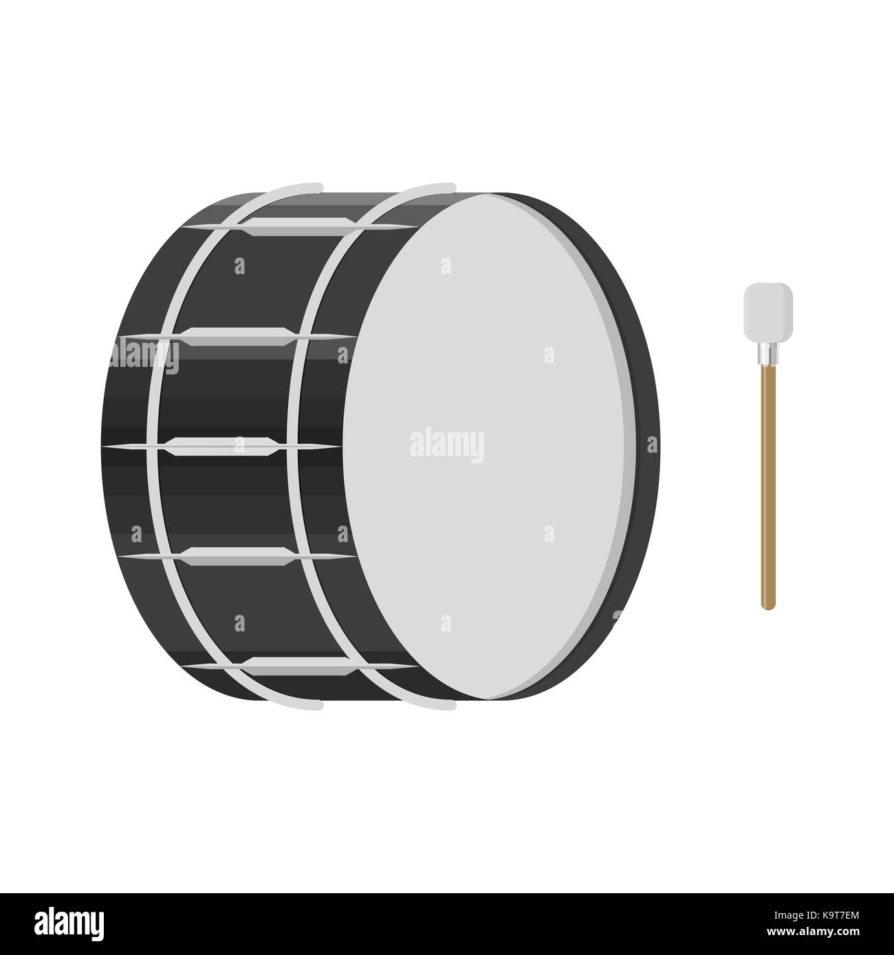illustration of a drum with a drumstick on white background. Musical  instruments topic Stock Vector Image & Art - Alamy
