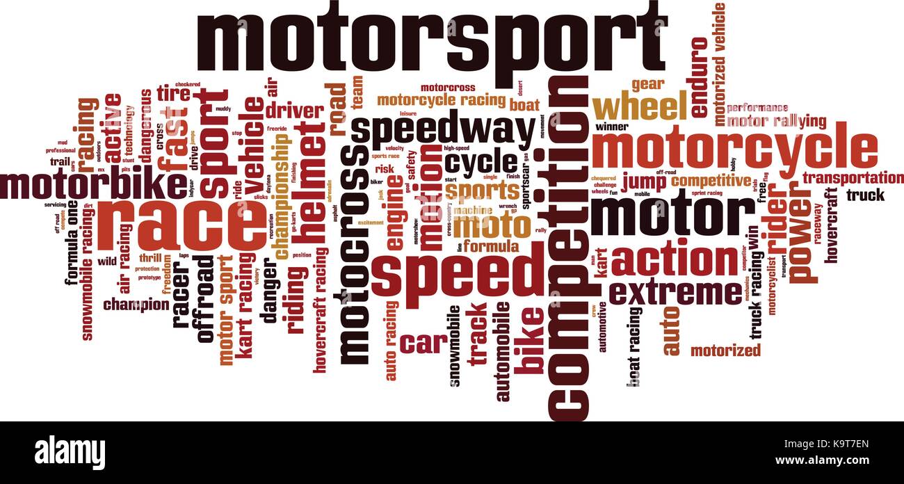 Motorsport word cloud concept. Vector illustration Stock Vector Image