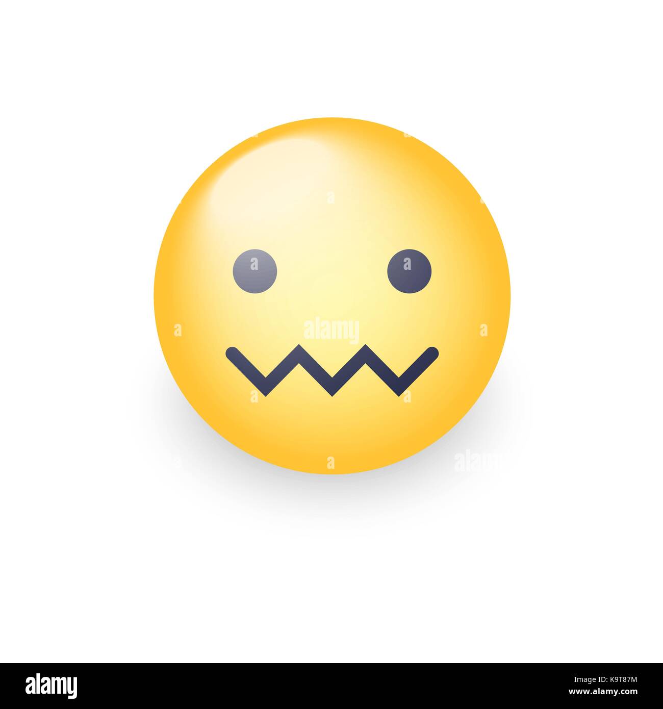 Confounded emoticon face. Zipper-Mouth Face. Embarrassed emoticon with a mouth in the form of a zig-zag. Facial expression confounded emoticon icon. Stock Vector