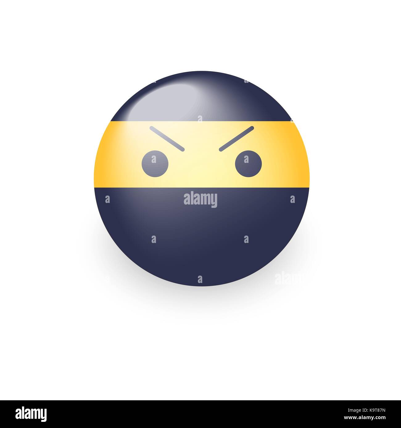 Smiley ninja with an angry emoji face. Ninja cartoon emoticon vector