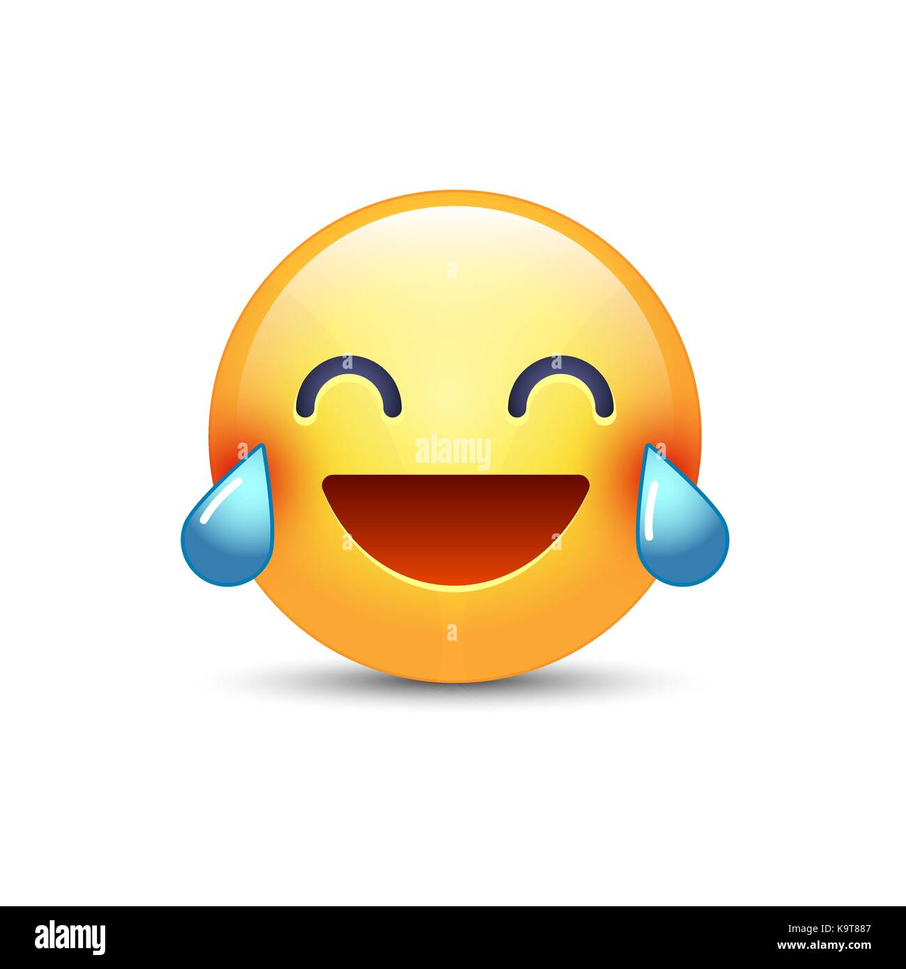 Laughing smiley with Tears of Joy. Happy cartoon emoticon. Emoji face laugh and crying. Stock Vector