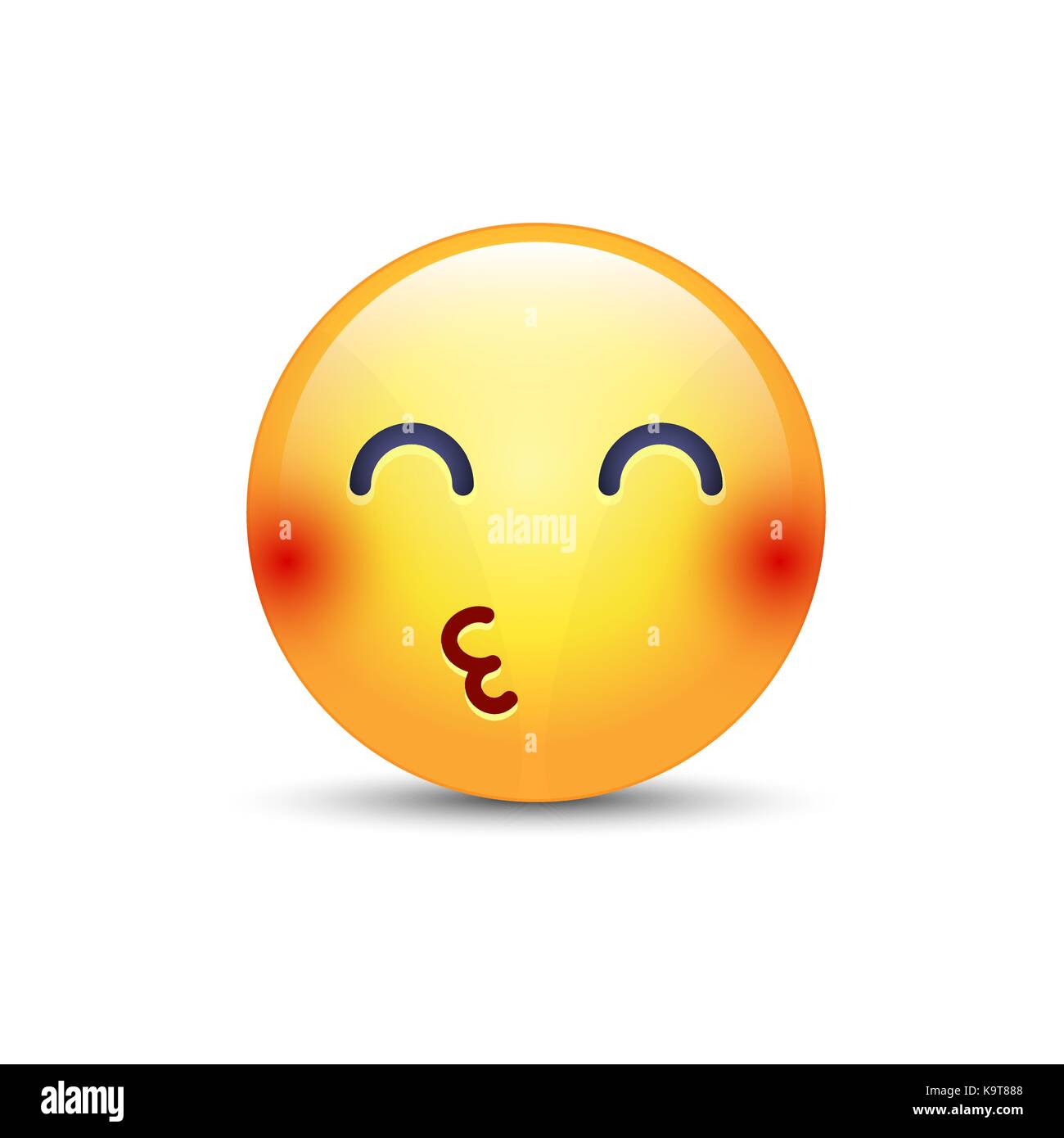 Smiley sending an air kiss with closed eyes. Emoticon face throwing a Kiss. Happy loving emoji for applications and chat Stock Vector