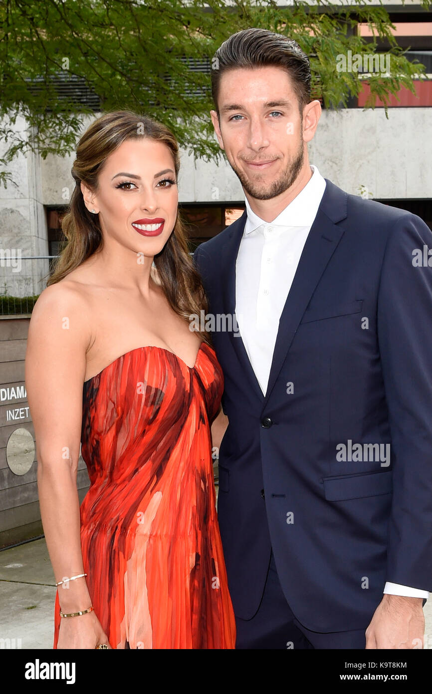 Brad Jones and partner Dani Lawrence during the 2017 Football Gala in