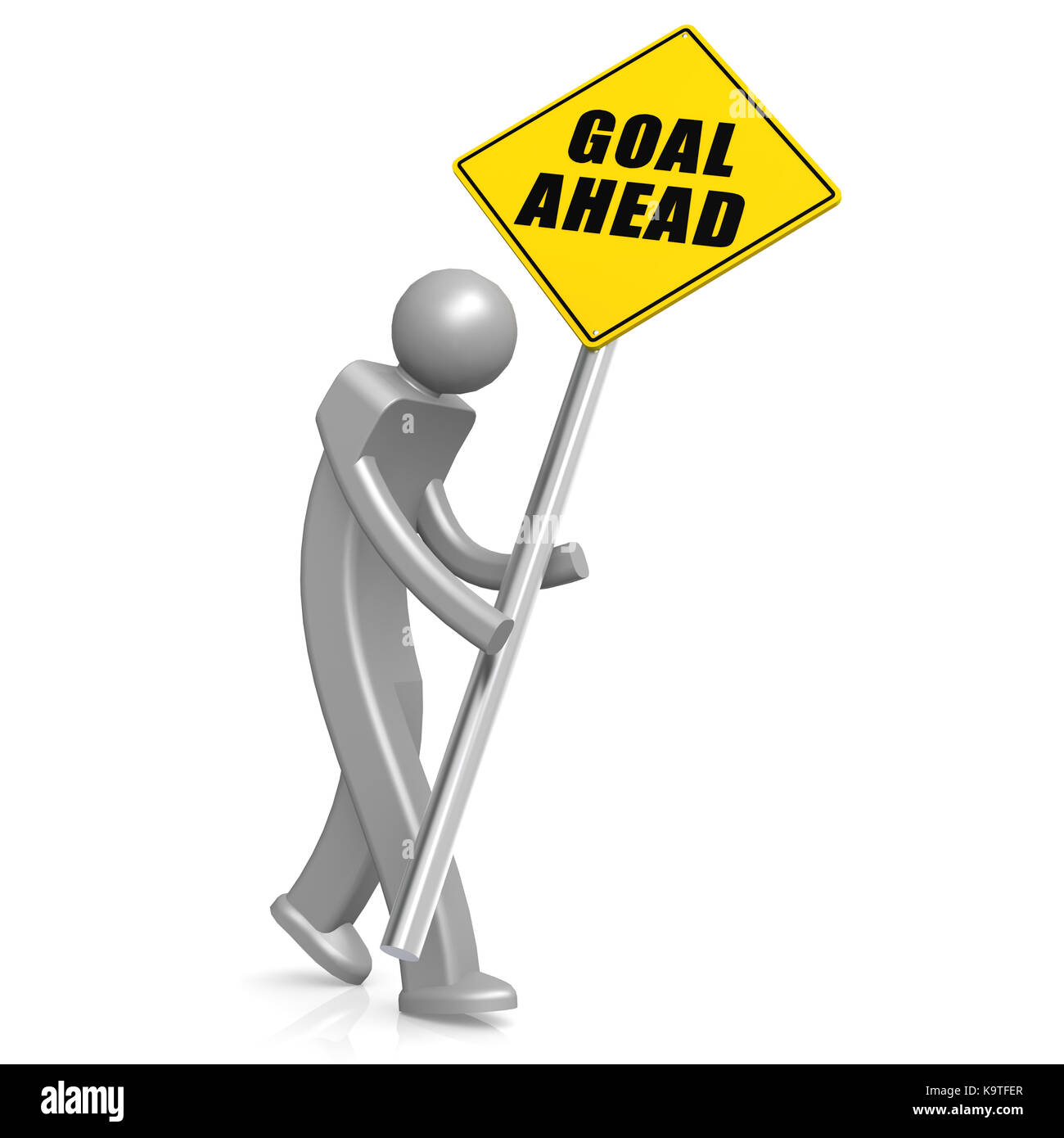 Man with goal ahead road sign Stock Photo Alamy