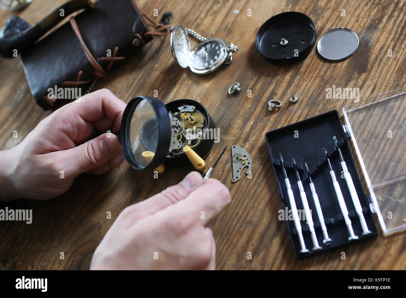 watch clock repair Stock Photo Alamy