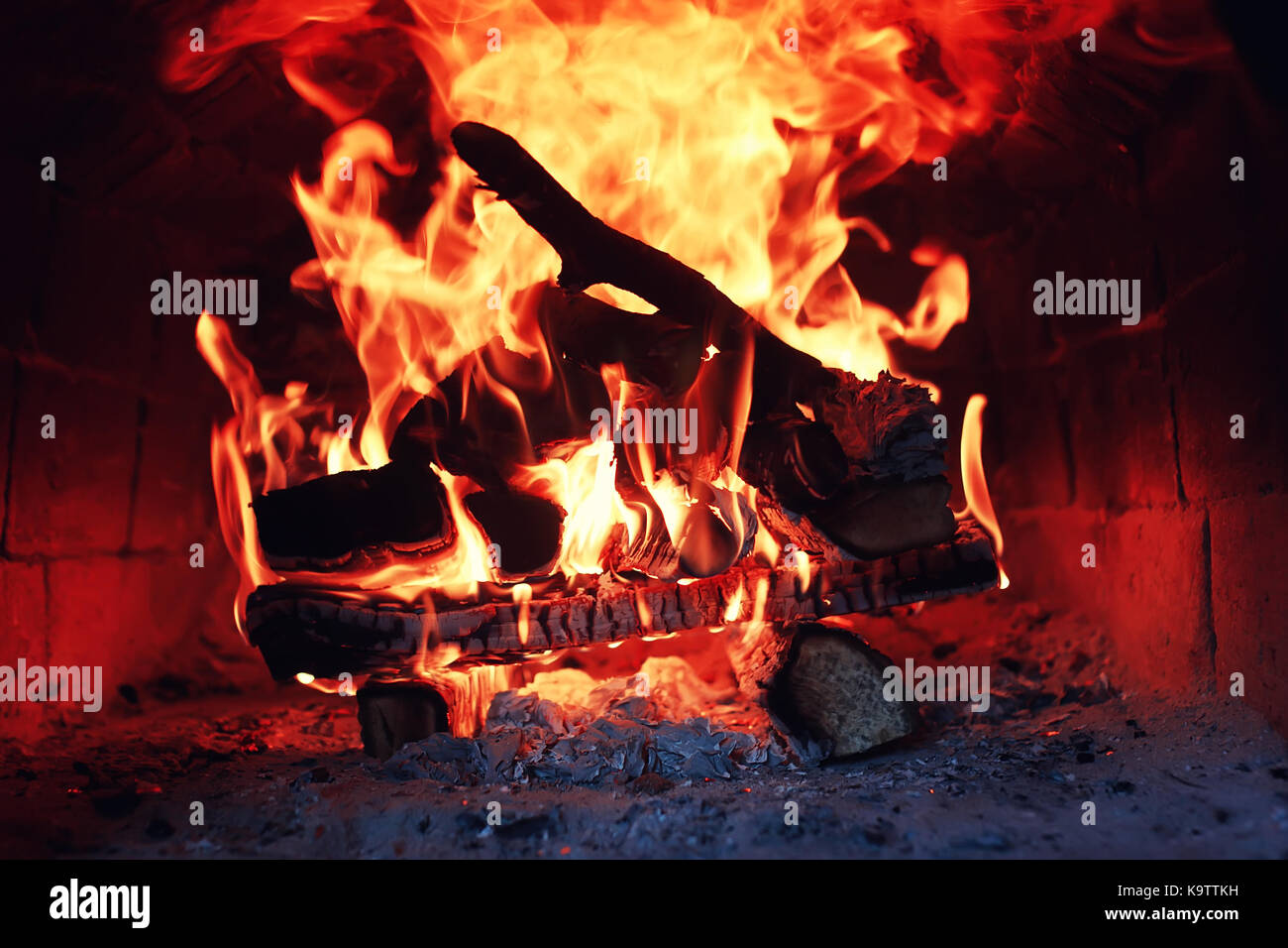 old oven with flame fire Stock Photo Alamy