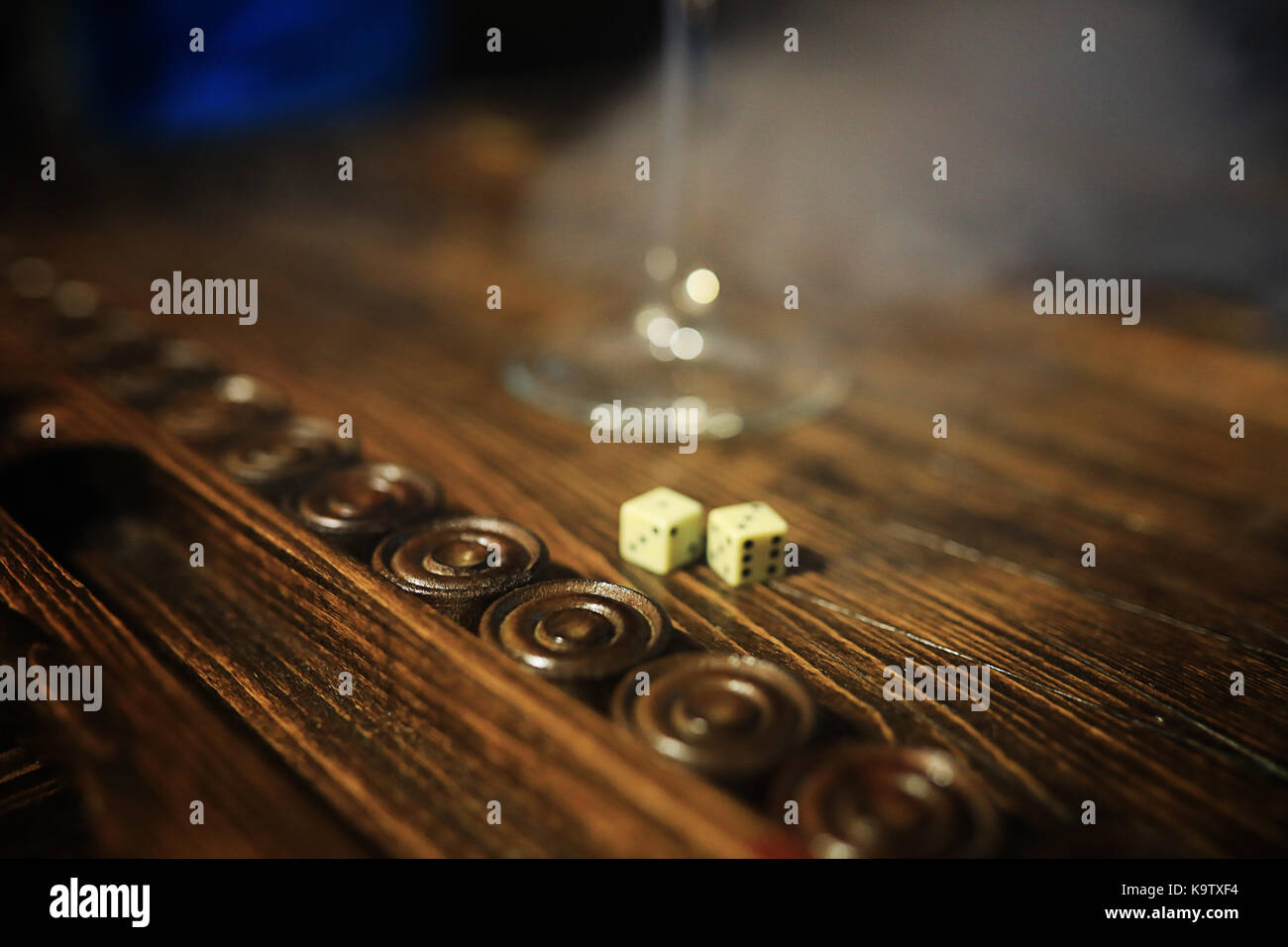 game table handmade dice and backgammon Gambling Stock Photo Alamy