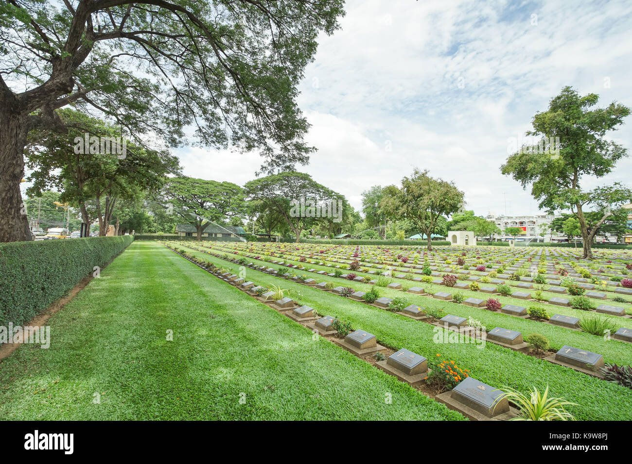 Kanchanaburi War Cemetery in Kanchanaburi, Thailand Stock Photo