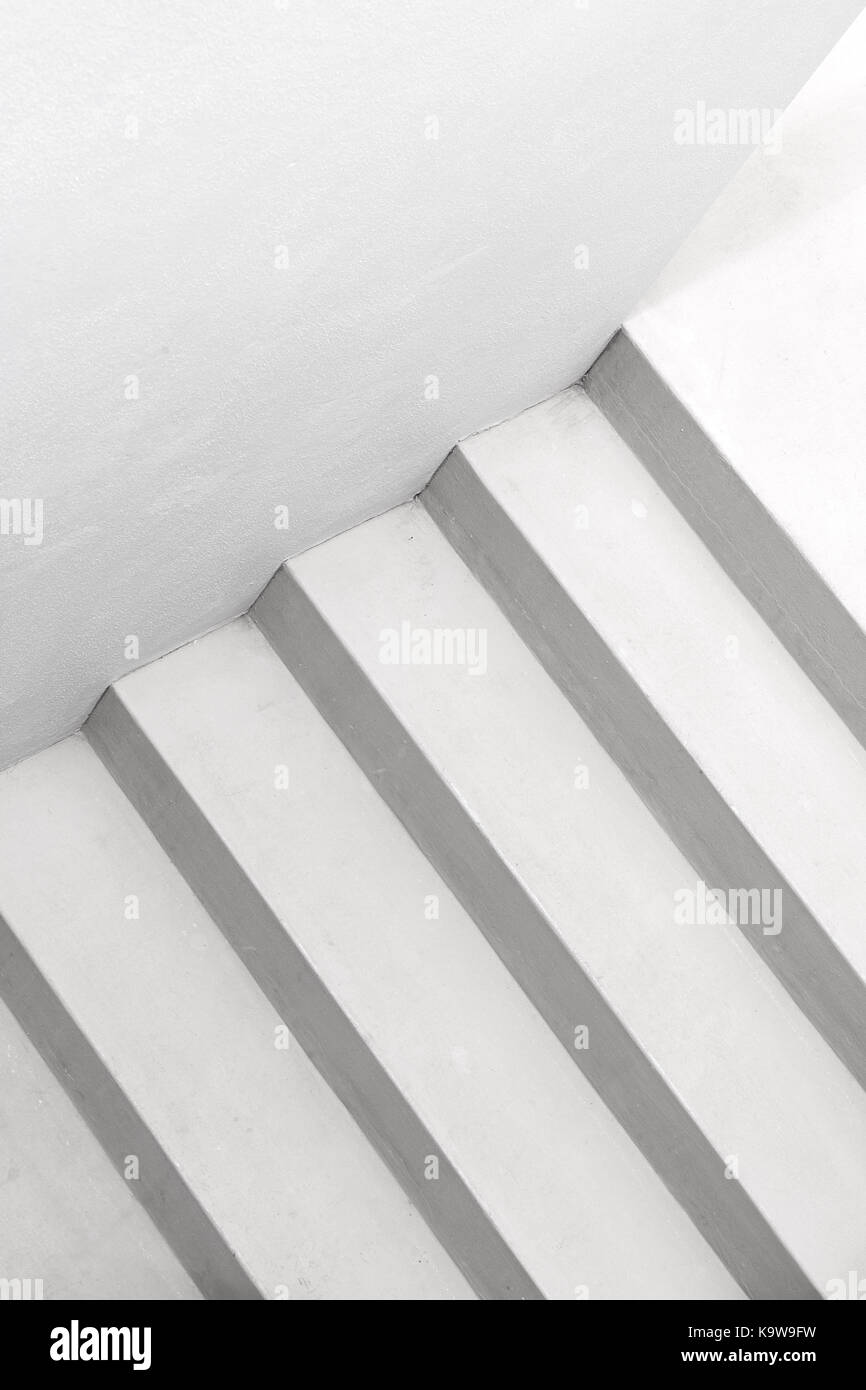 Abstract architecture, vertical background. White stairs, empty interior fragment Stock Photo
